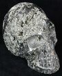 Polished Pyrite Skull With Druzy Crystals #33507-1